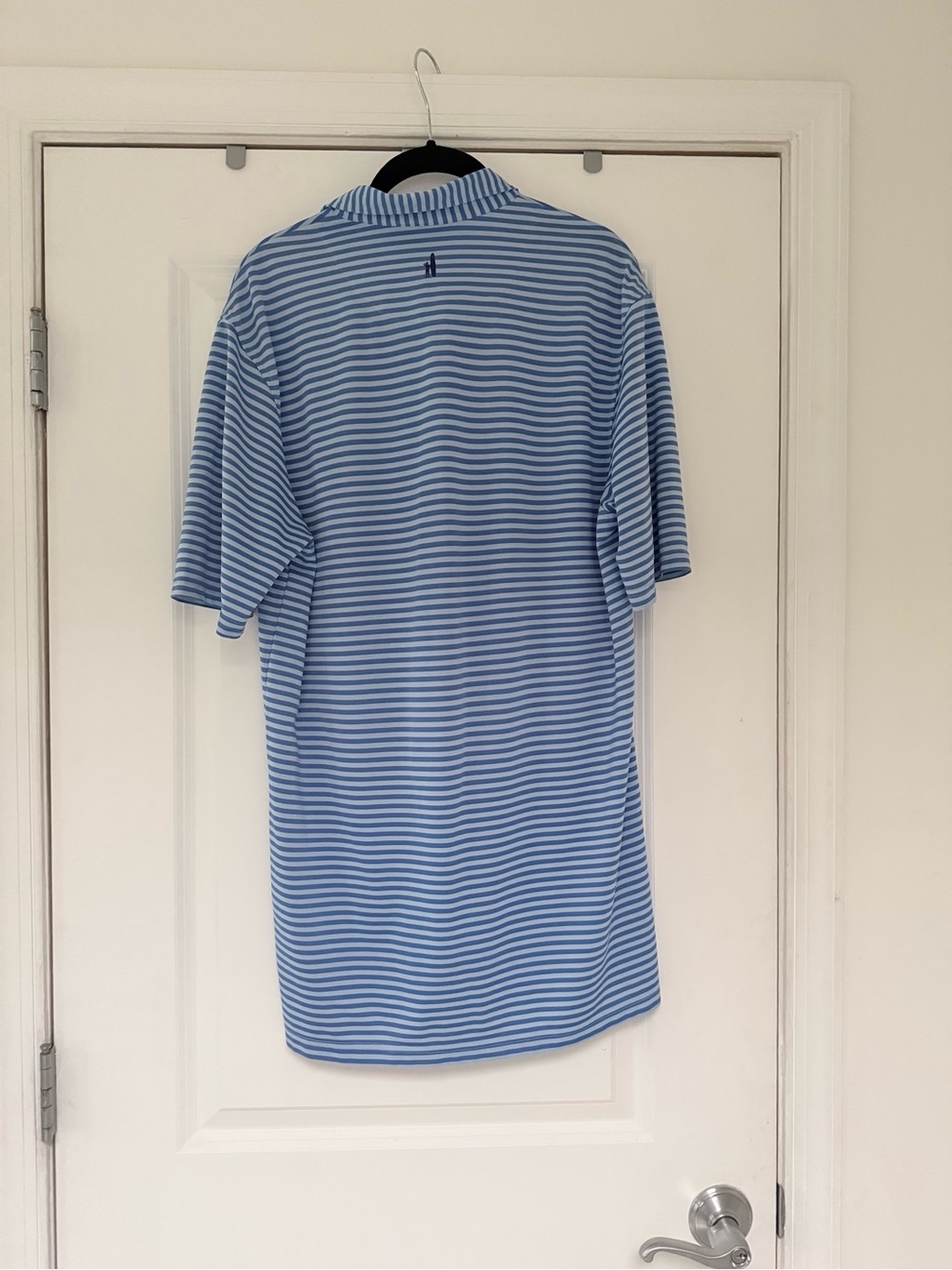 johnnie-O Light Blue and White Striped Performance Polo Virginia Logo 1924 | M - Picture 2 of 7
